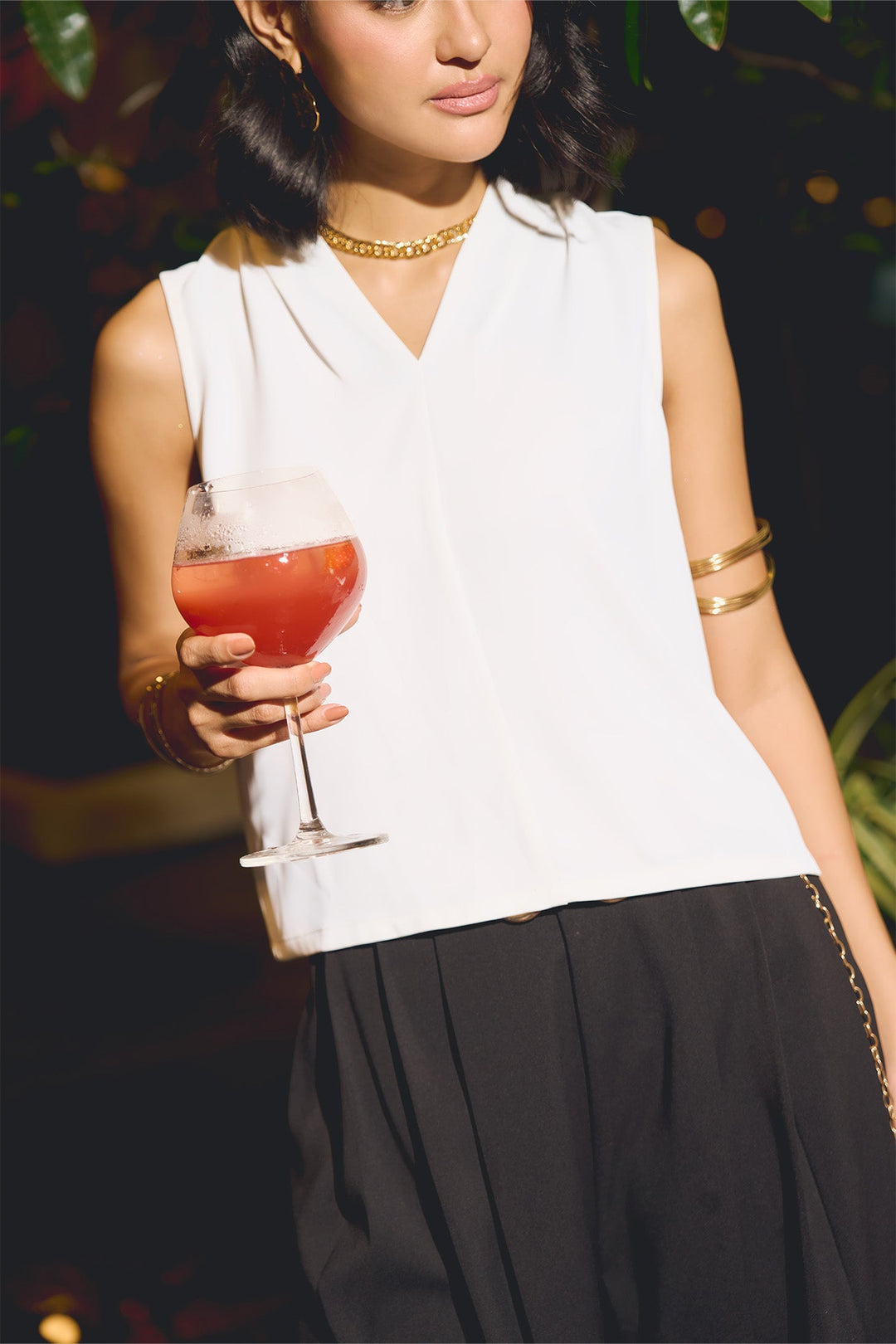 Sleeveless V-Neck Blouse