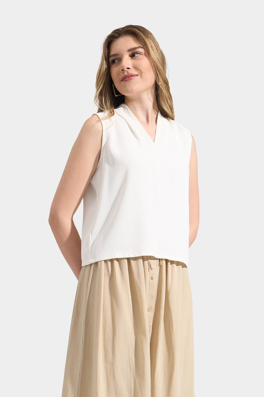 Sleeveless V-Neck Blouse