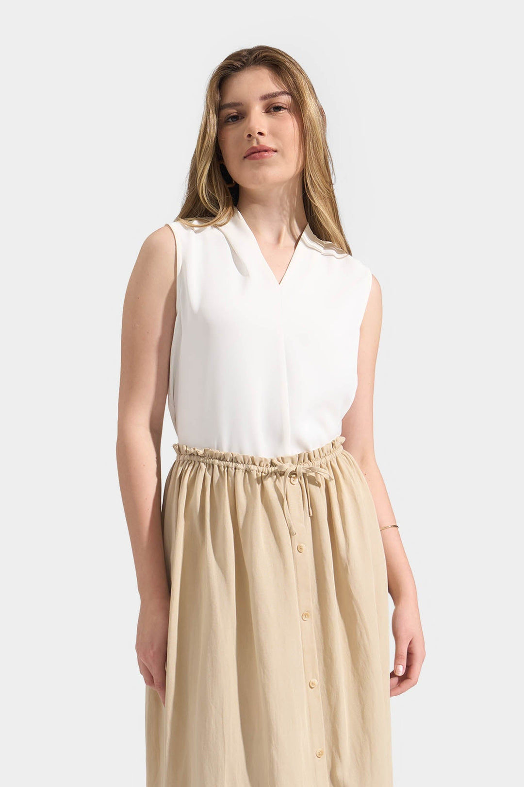 Sleeveless V-Neck Blouse