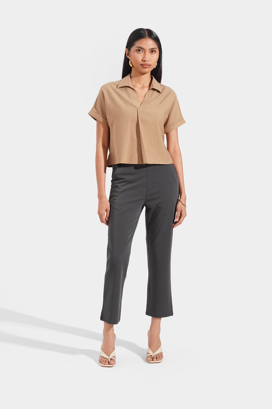 Collared Shirt with Pleat Detail