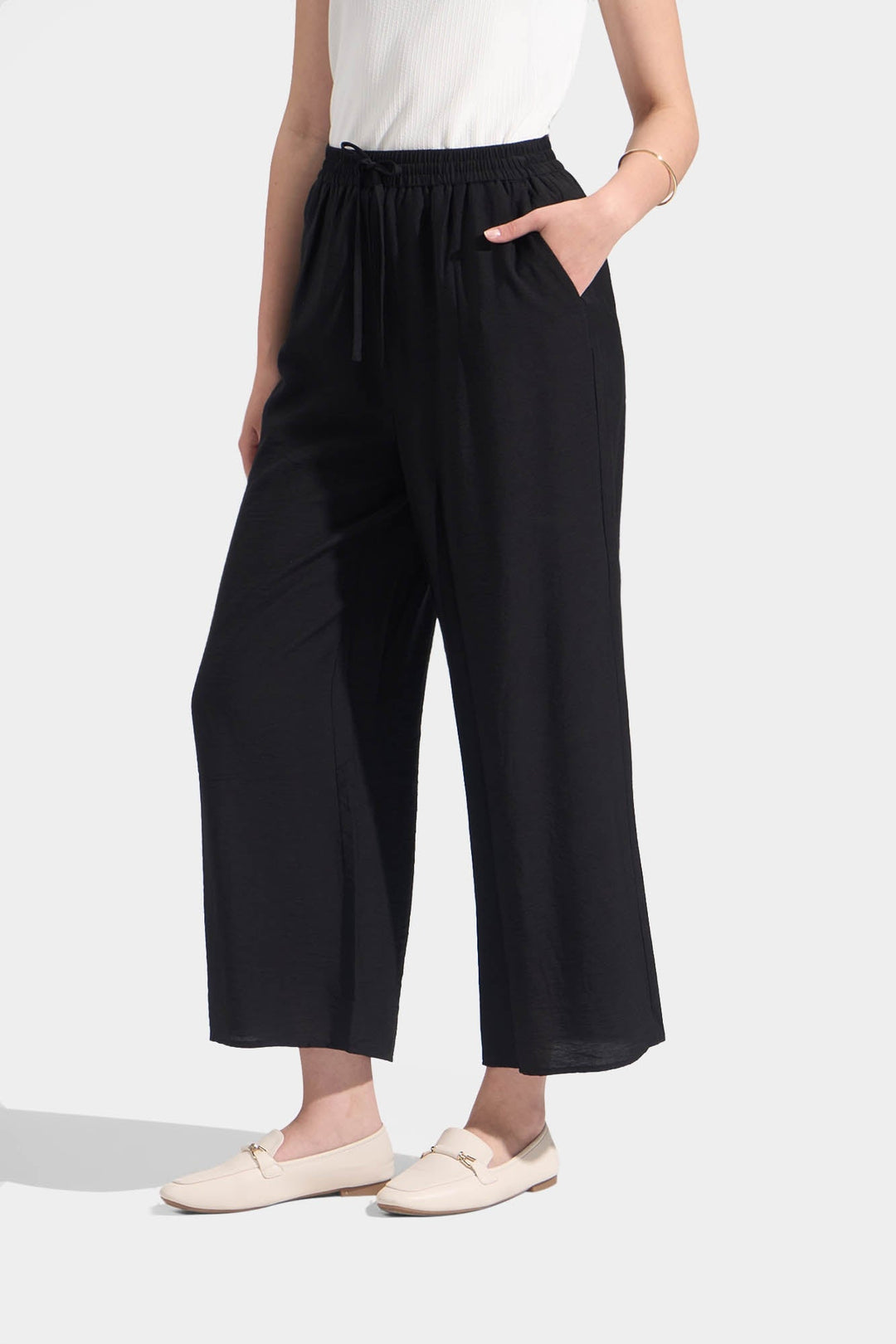 Straight Leg Pull Up Drawstring Trousers