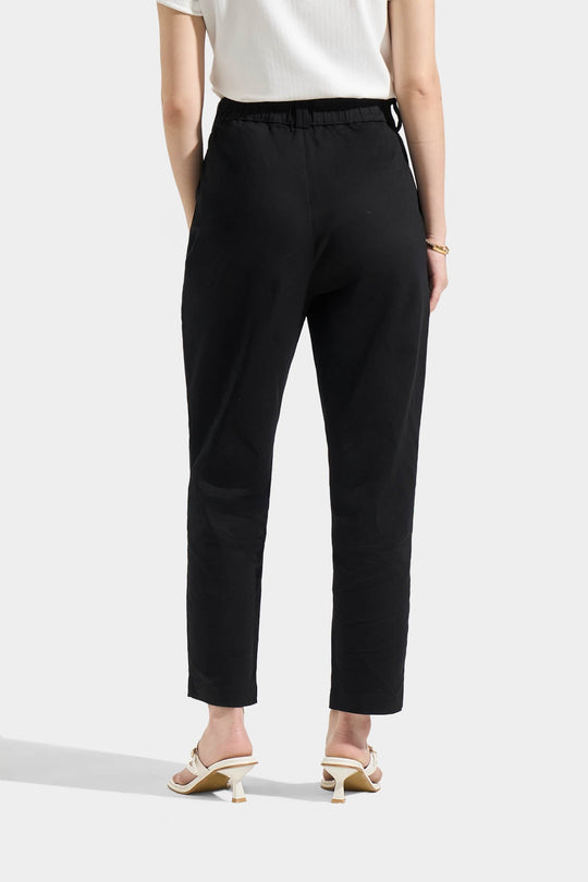 Tapered Trousers with Button Detail