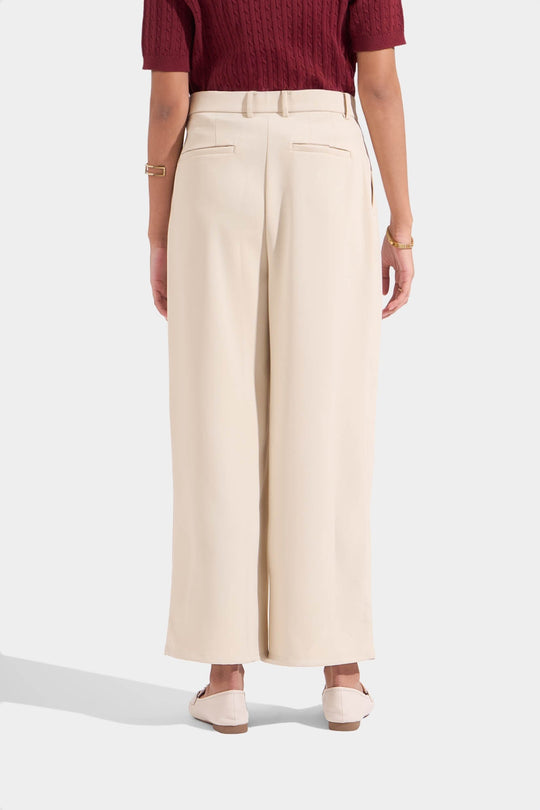 Fine Line Pleated Straight Trousers