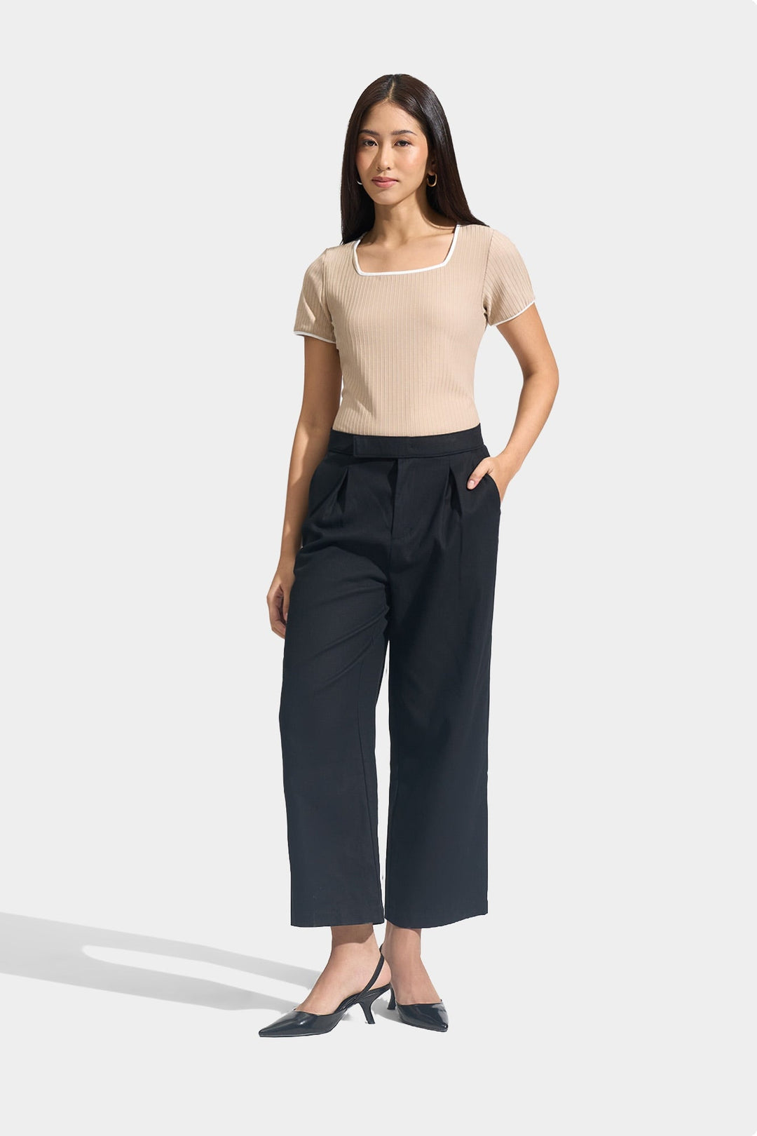 Square Neck Tee with Contrast Tipping