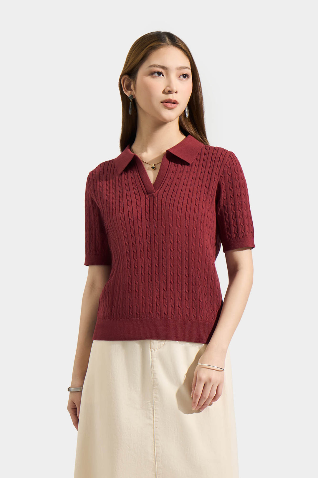 Cable Knit Polo