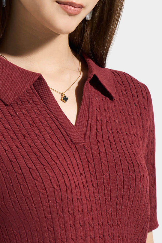 Cable Knit Polo