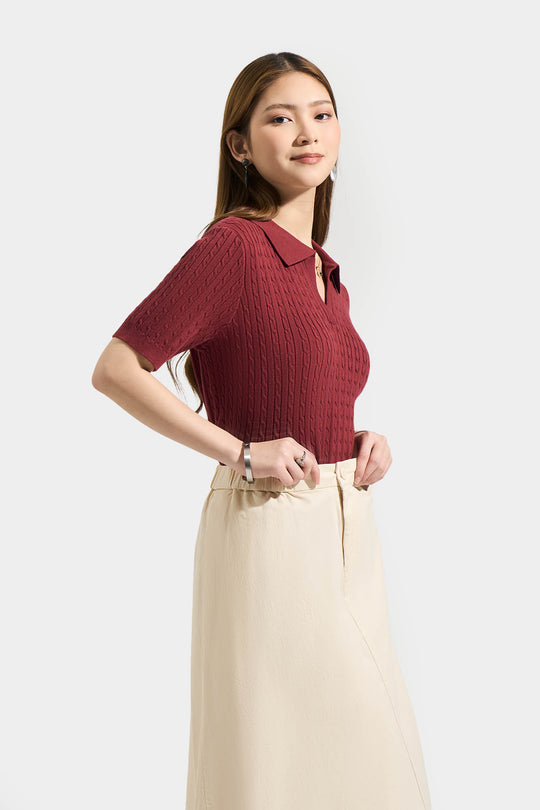 Cable Knit Polo