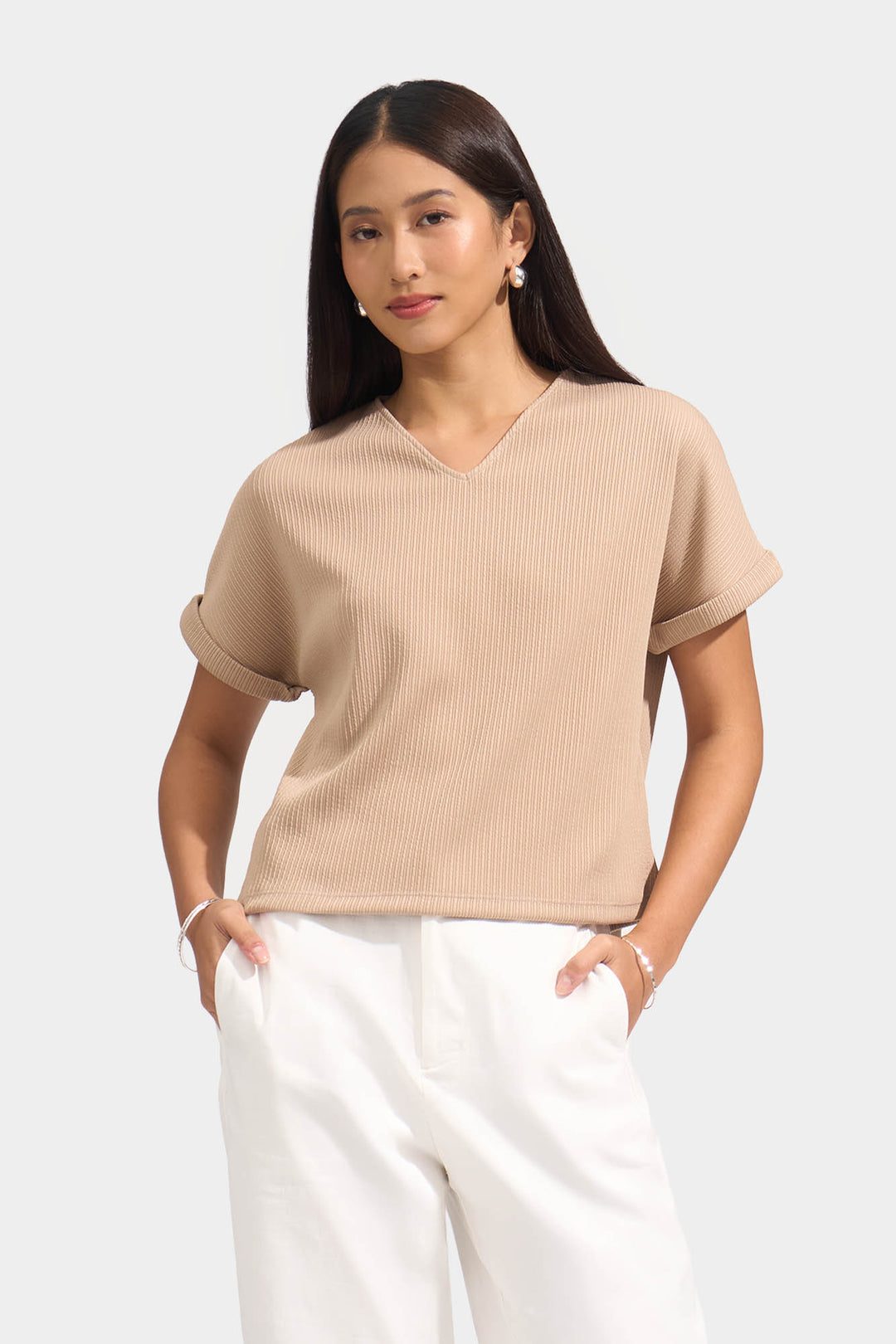 Ribbed V-Neck Tee