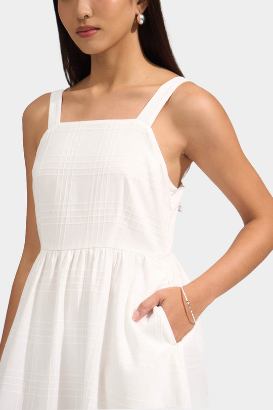 Embroidered Plaid Sleeveless Midi Dress