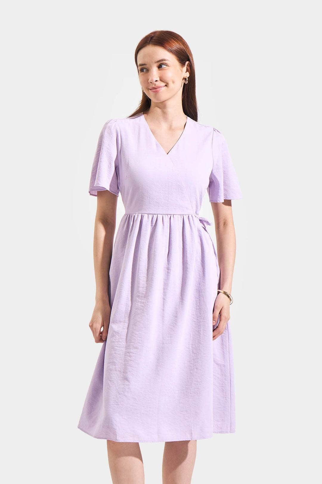 Flutter Sleeve Wrap Dress