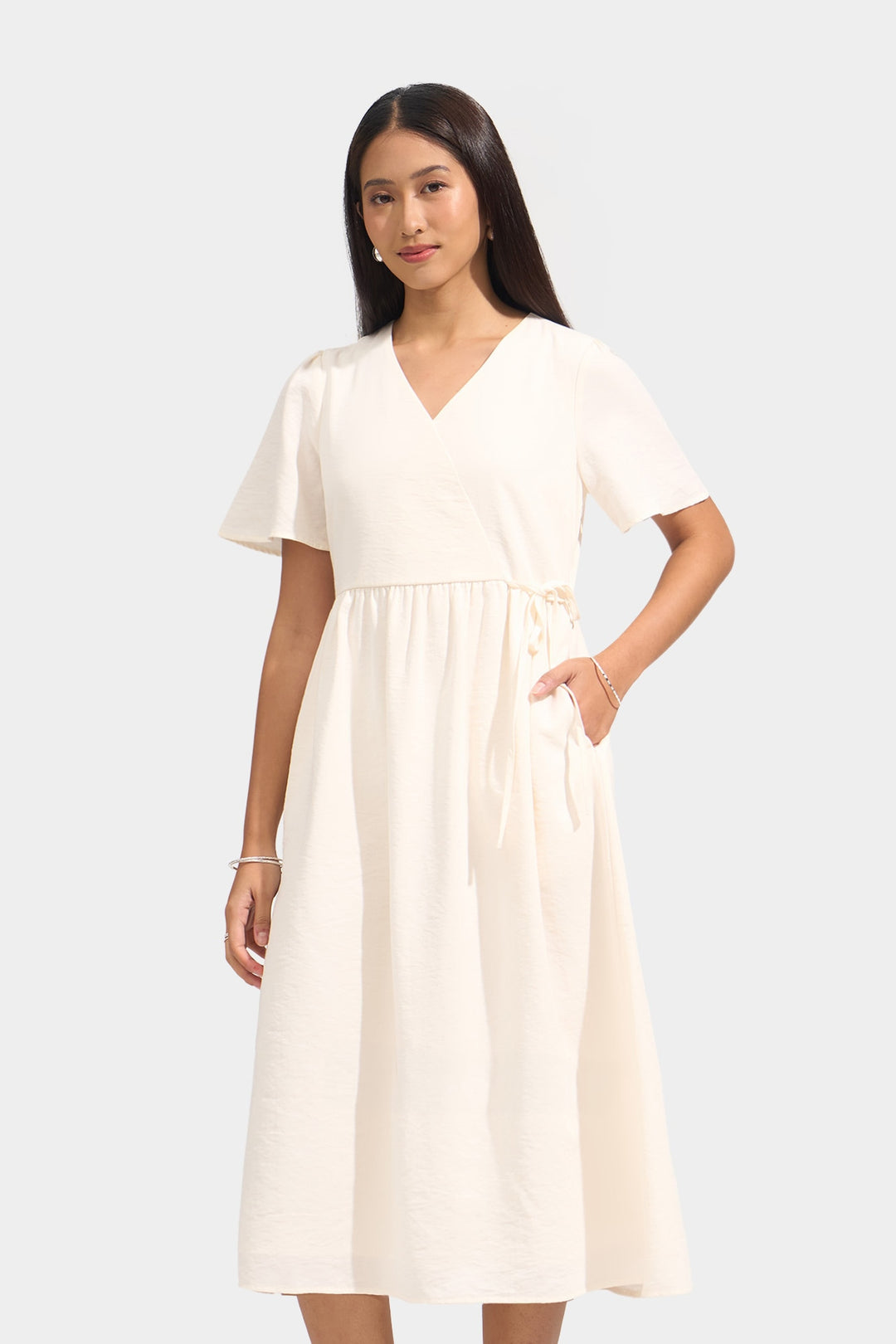 Flutter Sleeve Wrap Dress