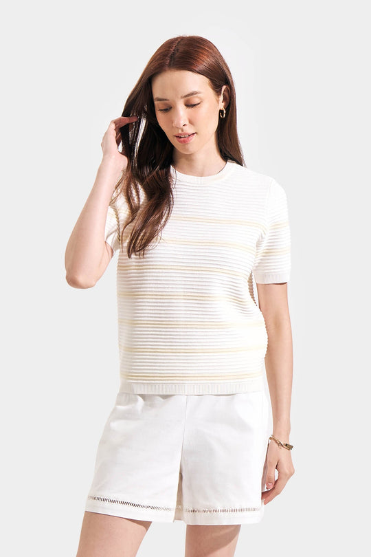 Textured Stripes Flat Knit T-Shirt