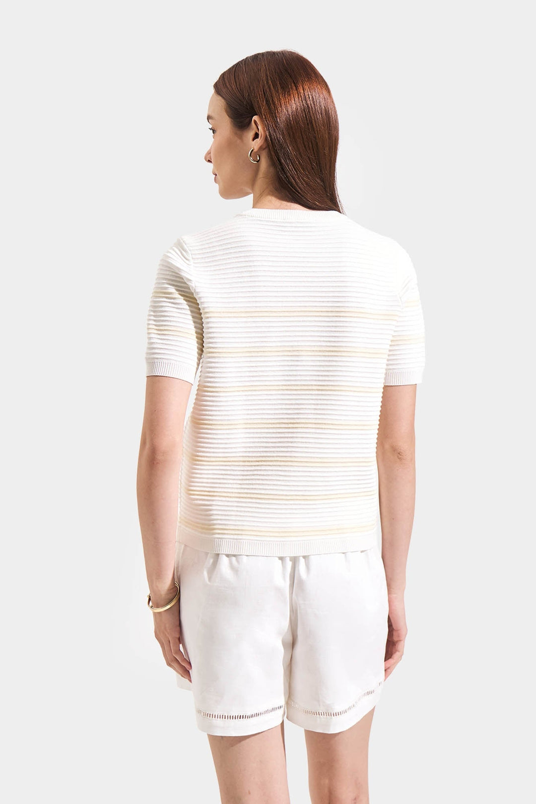 Textured Stripes Flat Knit T-Shirt