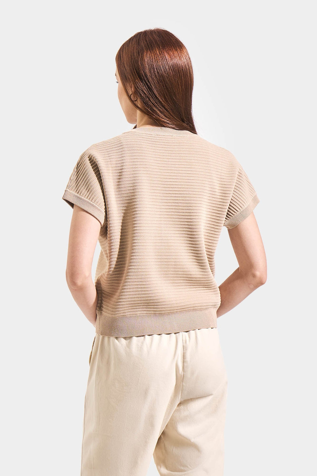 Textured Flat Knit Button Down Top