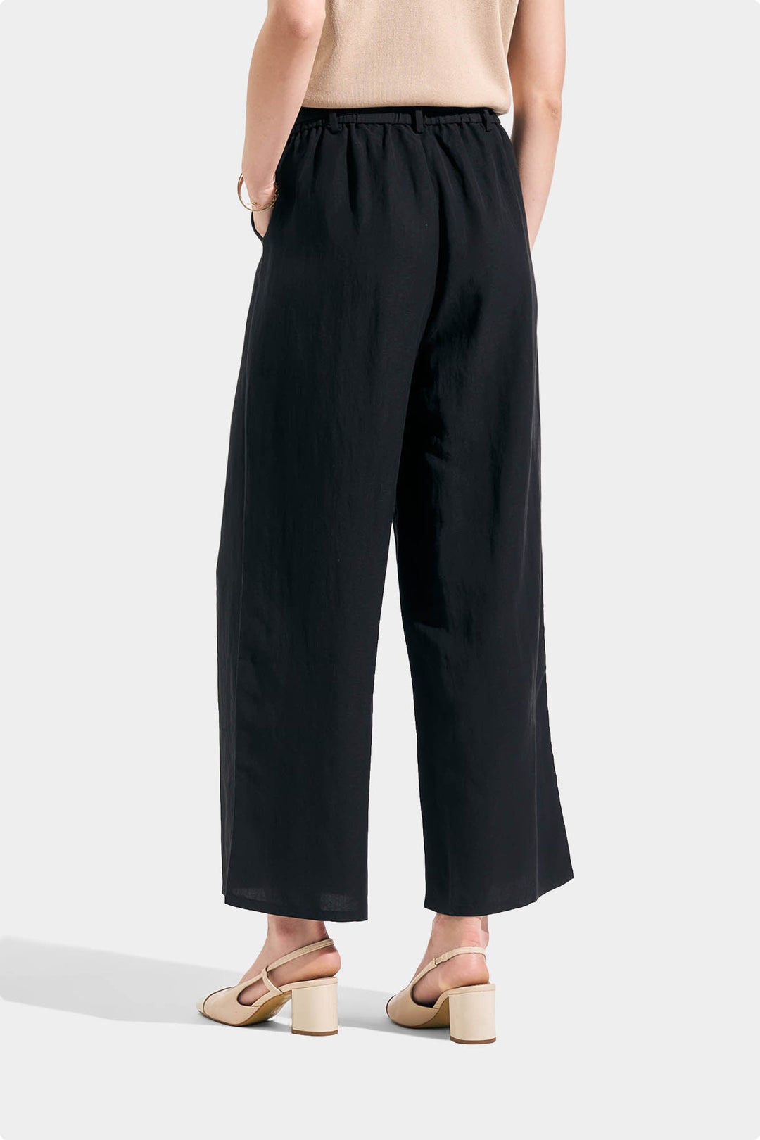 Wide Leg Trousers with Tie Detail