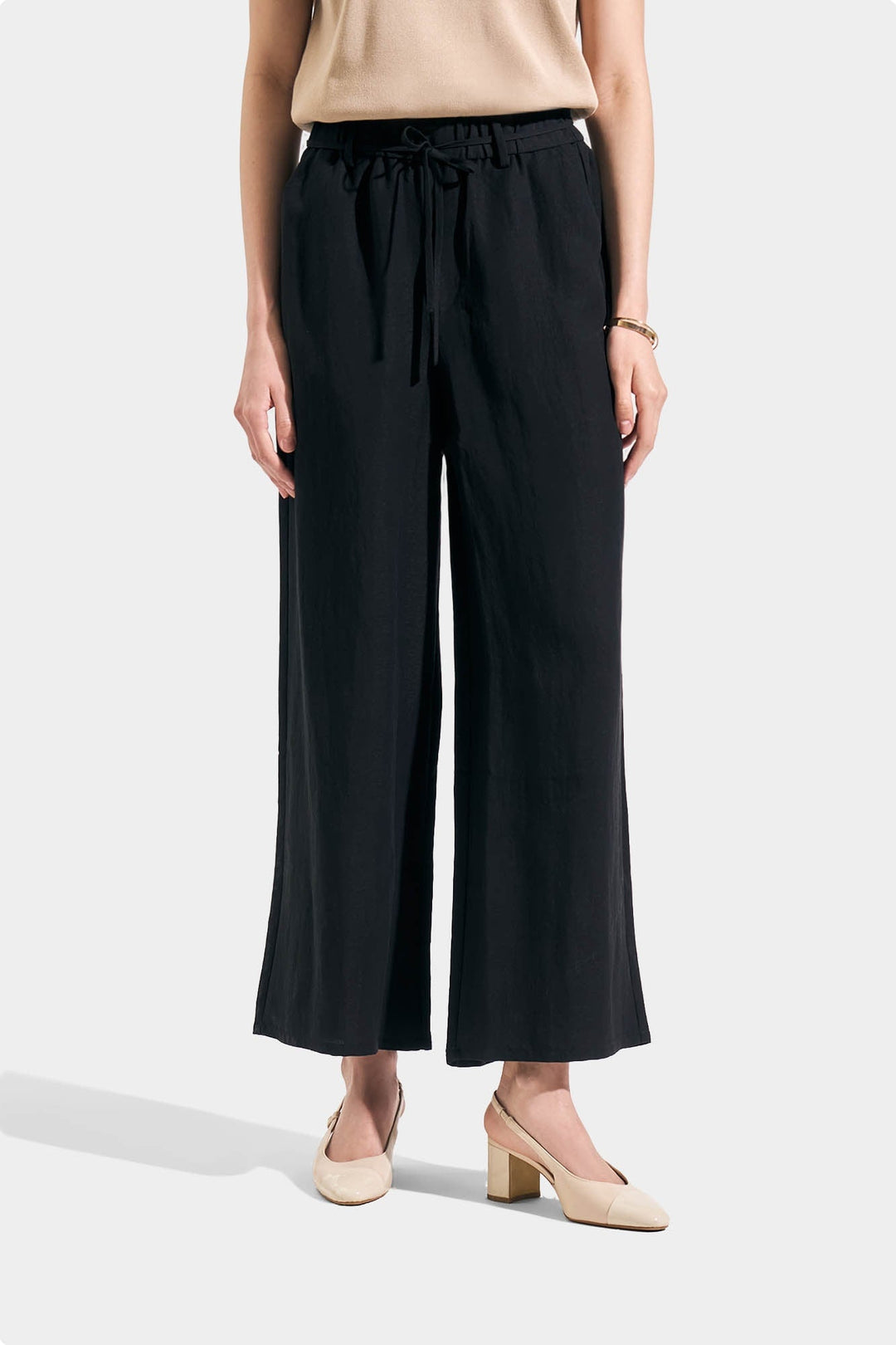 Wide Leg Trousers with Tie Detail