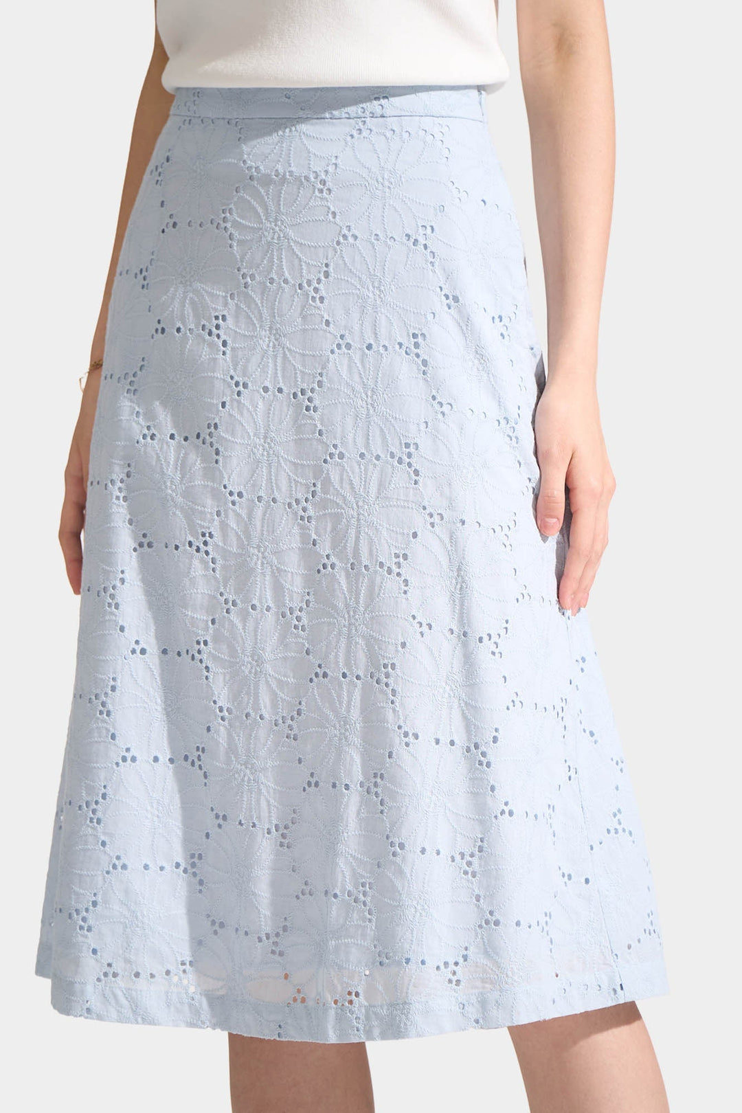 Eyelet Midi Skirt