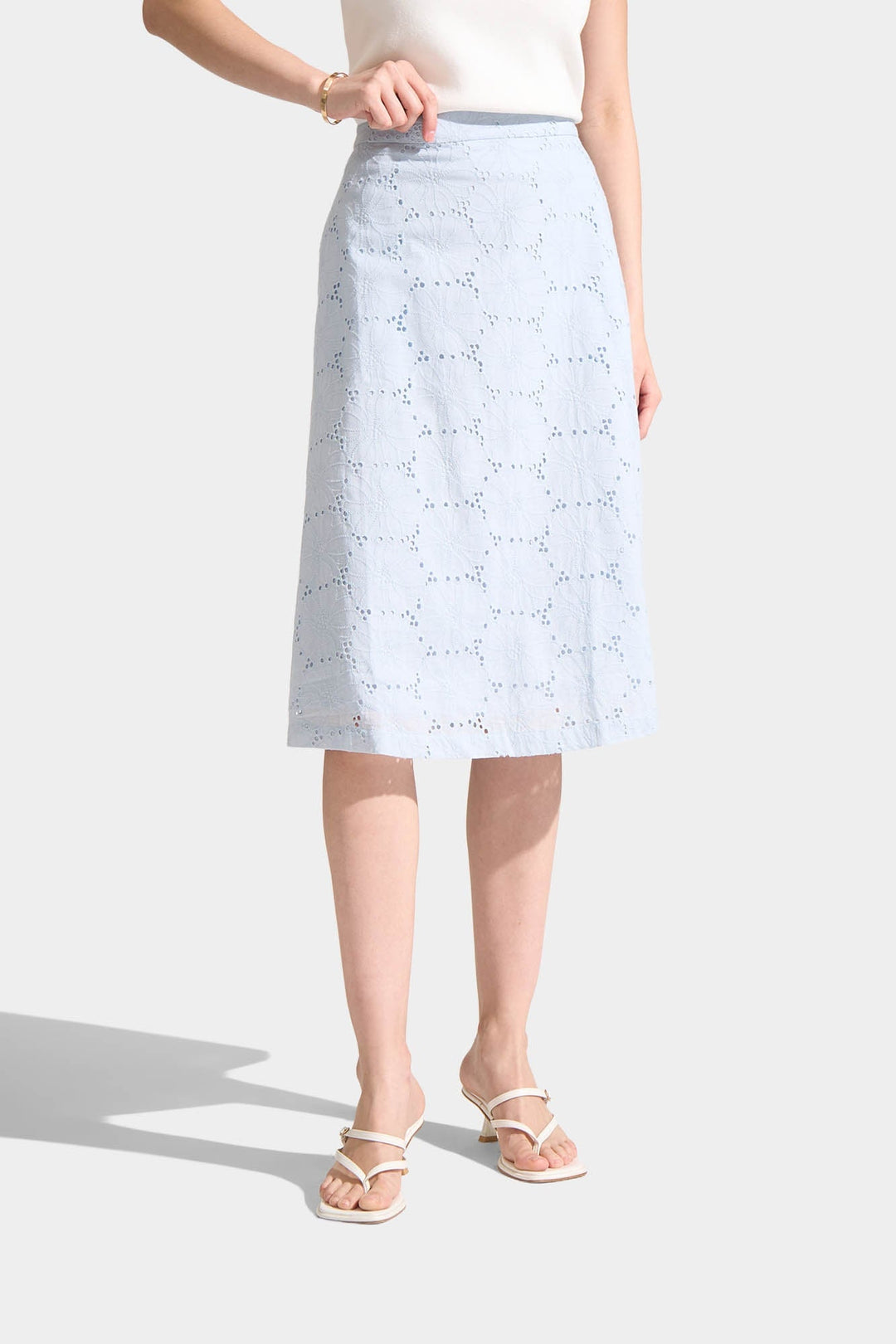 Eyelet Midi Skirt