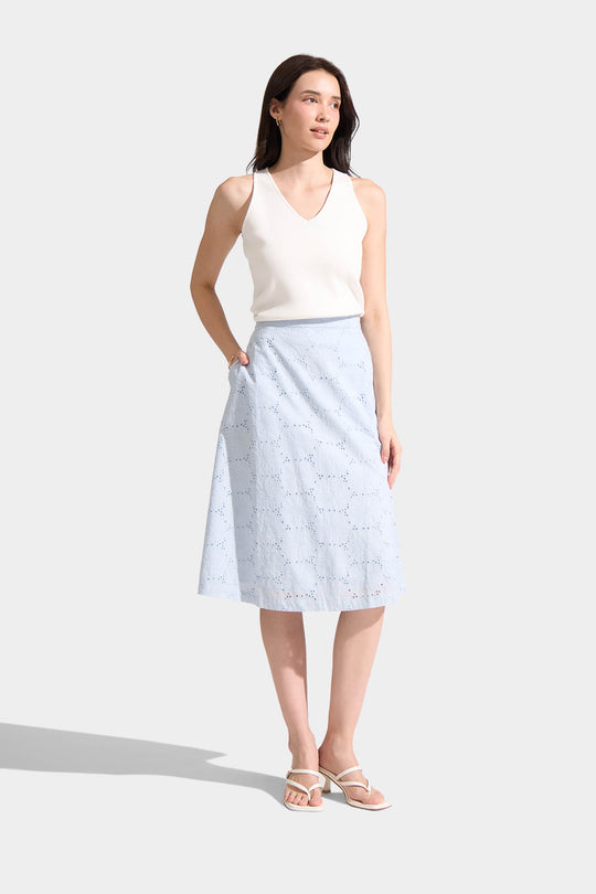 Eyelet Midi Skirt