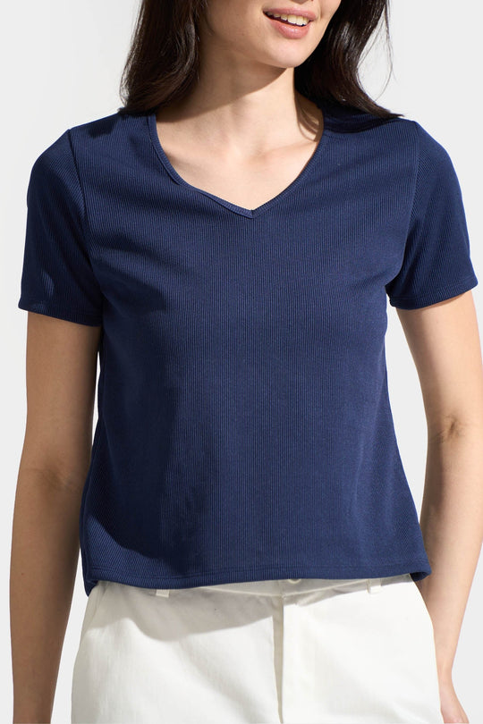 Ribbed V-Neck Tee