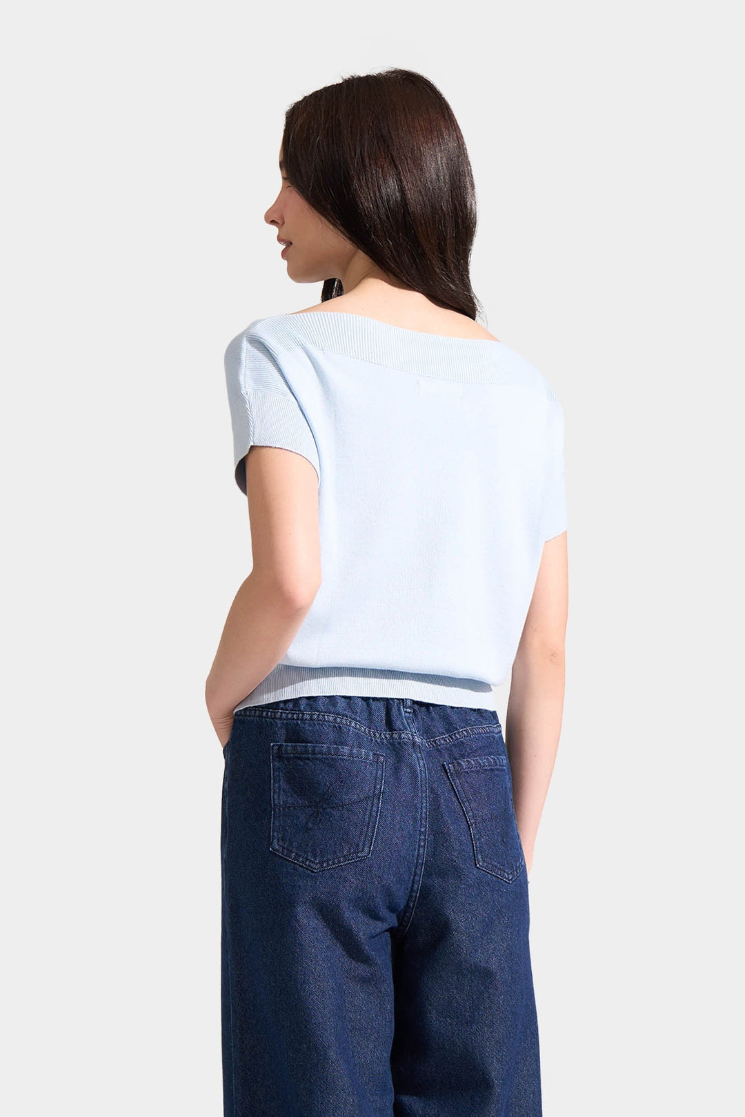 Boat Neck Flat Knit Tee