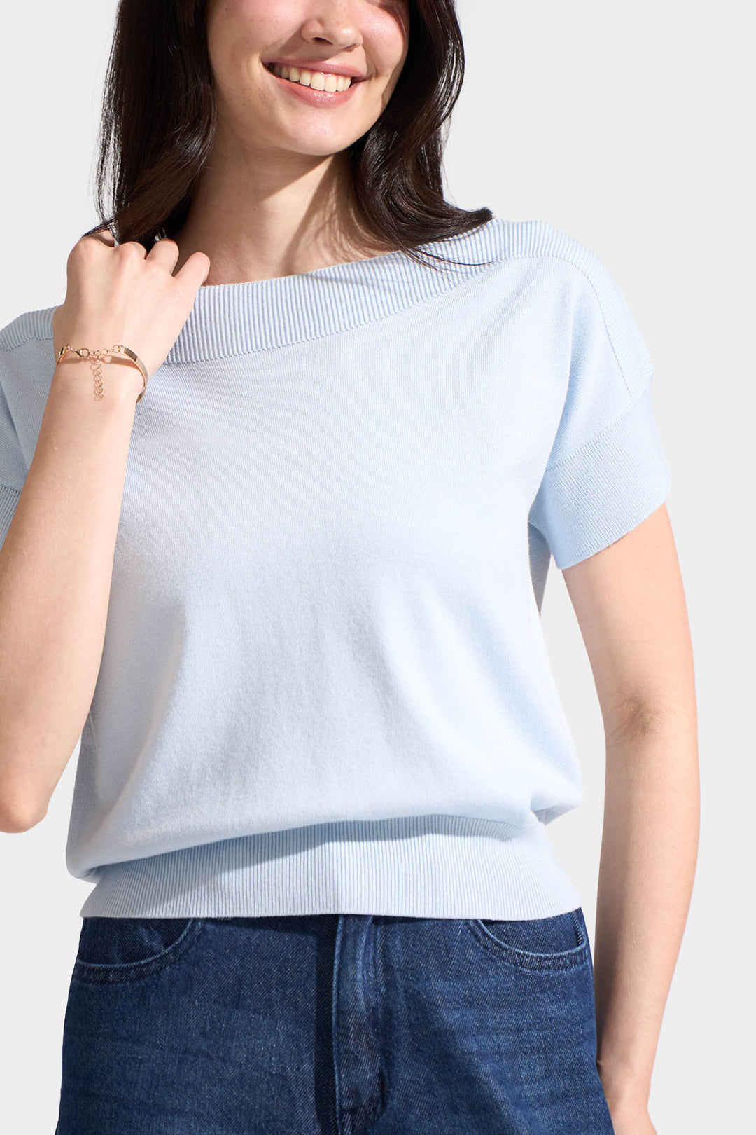 Boat Neck Flat Knit Tee