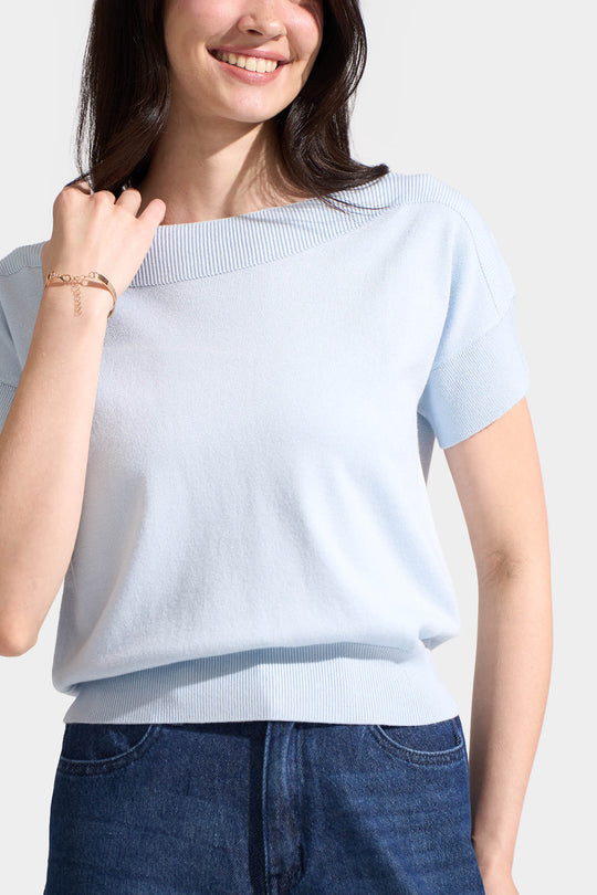Boat Neck Flat Knit Tee