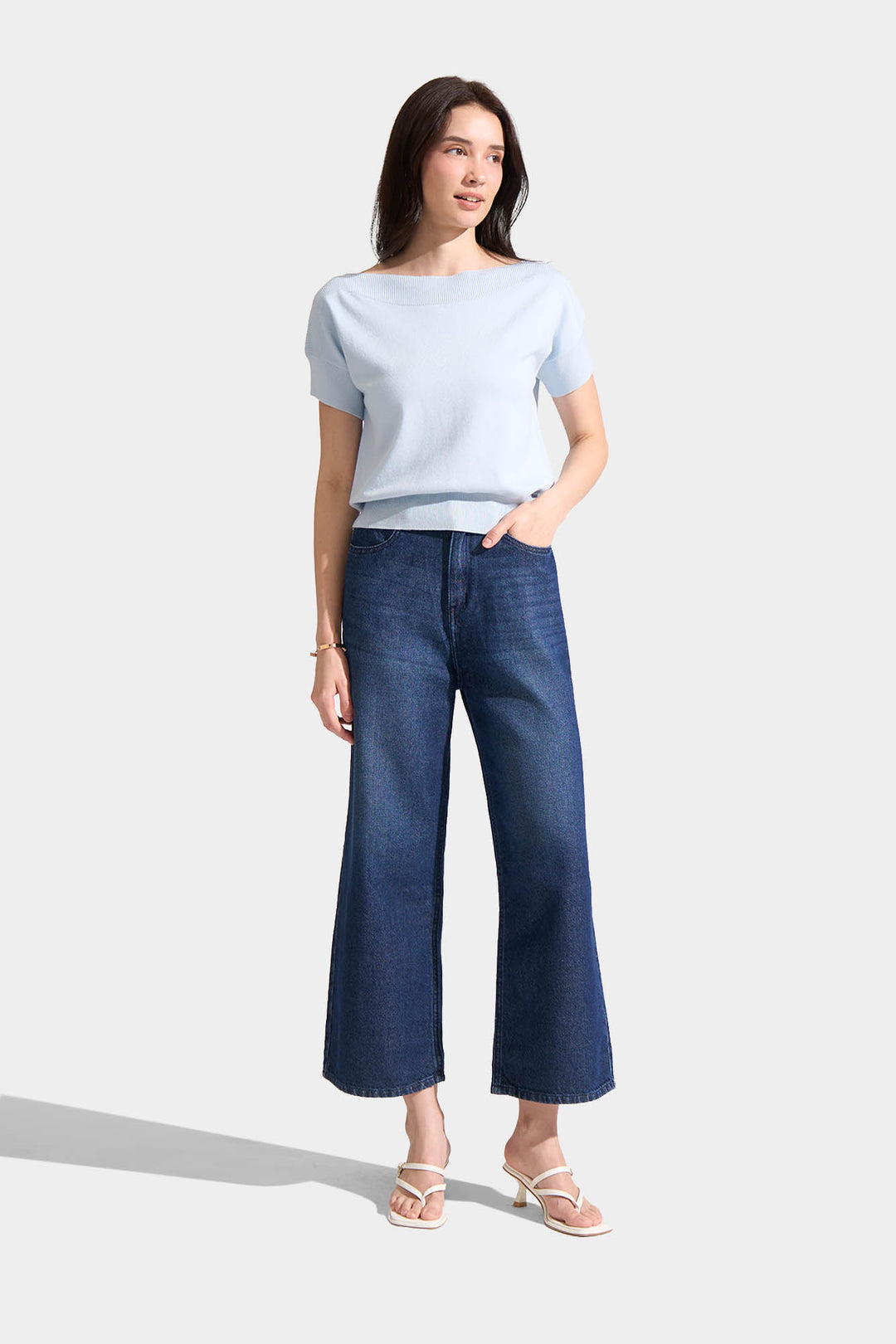 Boat Neck Flat Knit Tee